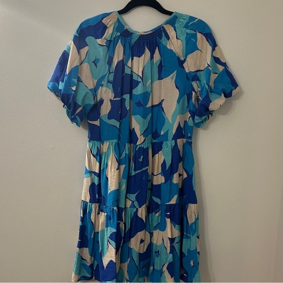 ENTRO City Escape Mini Tiered Dress Blue Floral Boho Flowy Preppy Flirty NWOT - Picture 6 of 9
